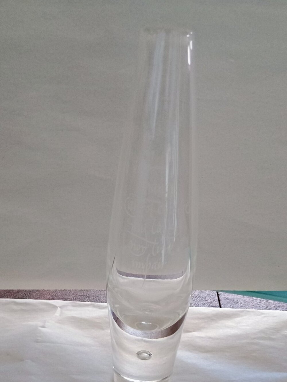 Stubben glass vase with engraving